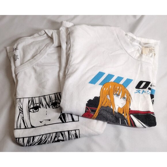 Anime Crop Tees Osaka On Fire lot of 2 (Two) White Graphic Tees Large - Picture 2 of 8